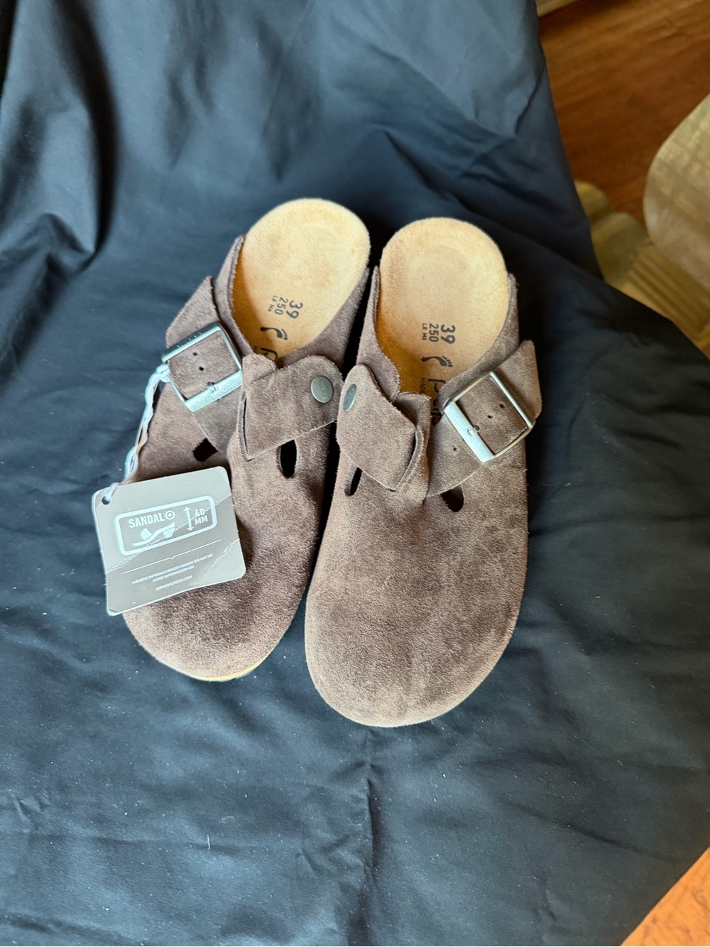 Papillio Brown Suede Slip-On Clogs with Buckle